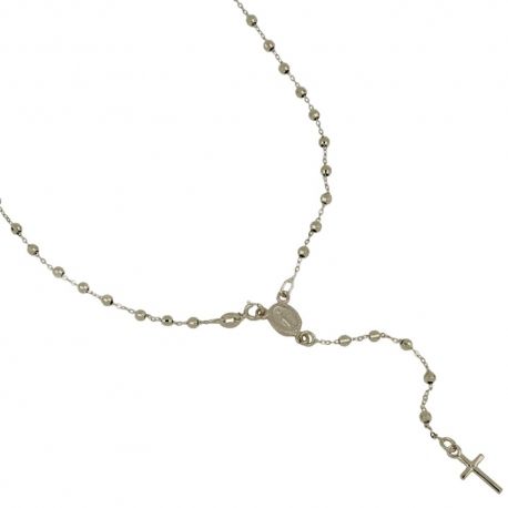 18 Kt 750/1000 arany rózsafüzér Madonnával és unisex fazettás gömbökkel