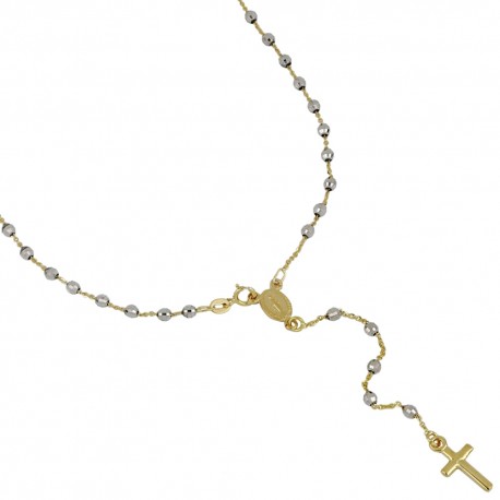 18 Kt 750/1000 kultainen rukousruusu, jossa Madonna ja kiiltävät unisex-pallot