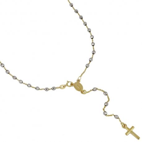 Rosário em ouro 18 Kt 750/1000 com Madonna e esferas unissex brilhantes