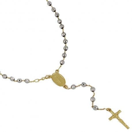 18 Kt 750/1000 guld rosenkrans med Madonna og skinnende, facetslebne unisex kugler