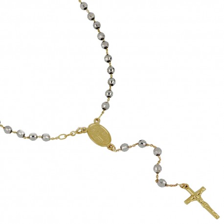Gold 18k 750/1000 with cross and Virgin Mary unisex Rosary