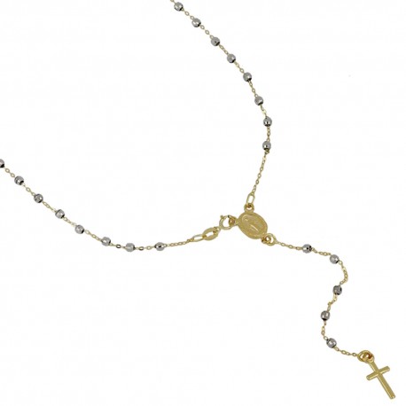Ροζάριο χρυσό 18 Kt 750/1000 με αλυσίδα και εναλλασσόμενες σφαίρες με μενταγιόν Madonna unisex