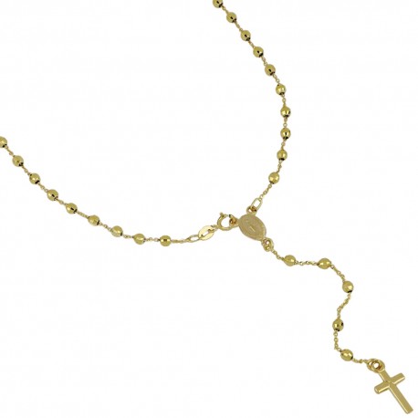 18 Kt 750/1000 arany rózsafüzér lánccal és váltakozó gömbökkel Madonna medállal unisex
