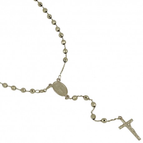 Różaniec z 18-karatowego złota 750/1000 z łańcuszkiem i naprzemiennymi kuleczkami z zawieszką Madonna, unisex