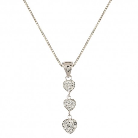 White gold 18k with hearts and white zirconia woman necklace