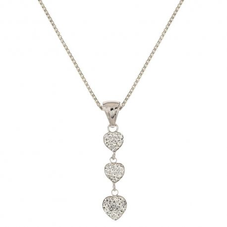 White gold 18k with hearts and white zirconia woman necklace