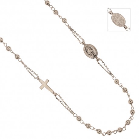 Gold 18k 750/1000 with Cross and Virgin Mary unisex Rosary