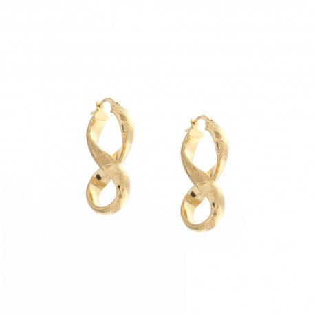 Yellow gold 18 Kt 750/1000 hoop earrings shiny and diamond-cut woman earrings