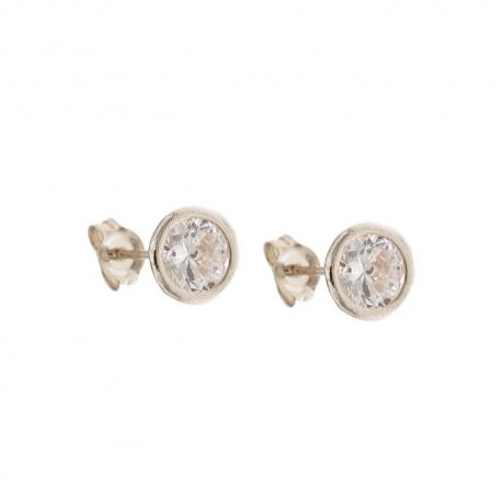 Orecchini in oro 18 Kt 750/1000 modello solitario con zirconi bianchi da donna