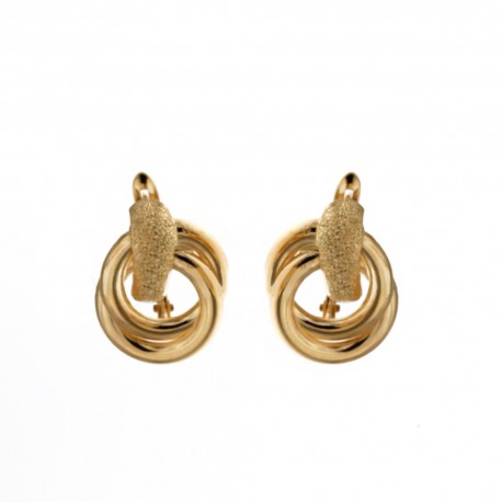 Yellow gold 18k 750/1000 shiny and diamond-cut dangling earrings