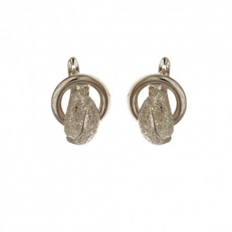 White gold 18k 750/1000 classic shiny and diamond-cut woman earrings