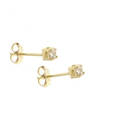 18 Kt 750/1000 gult guld örhängen med vita zirkoner för kvinnor