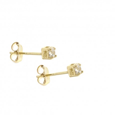 Yellow gold 18k 750/1000 with white cubic zirconia shiny woman earrings