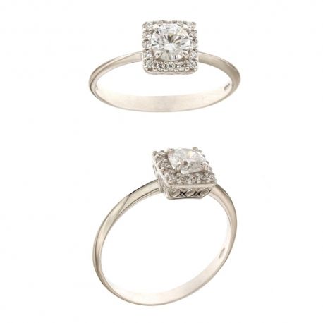 Dámský prsten z bílého zlata 18Kt 750/1000 s bílými zirkony