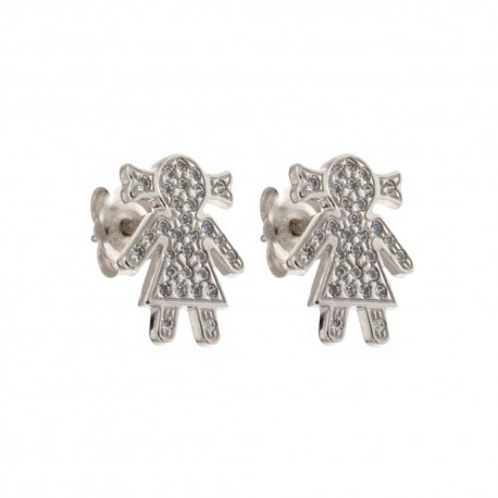 White gold 18k 750/1000 with zirconia baby girl shaped earrings