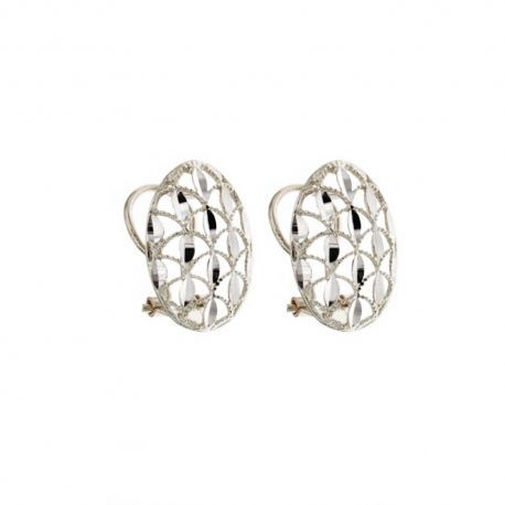 Damskie owalne, perforowane kolczyki z 18-karatowego złota 750/1000 z młotkowanym wykończeniem
