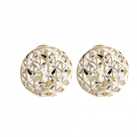 Gold 18k 750/1000 shiny and hammered openworked spheres woman earrings