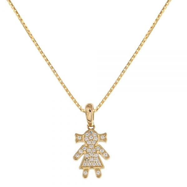 Collana Oro 14K Per Donna - Set Di 3 Collane Strati Con Pendenti CZ - Foto 1