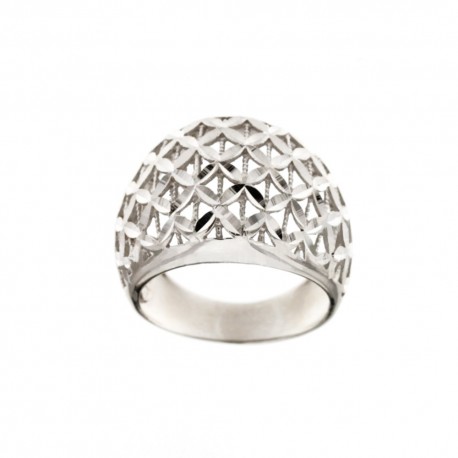 18 Kt 750/1000 бяло злато ажурен пръстен с изкован завършек за жени