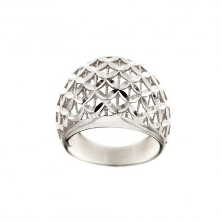 18 Kt 750/1000 vitguld genombruten ring med hamrad finish för kvinnor