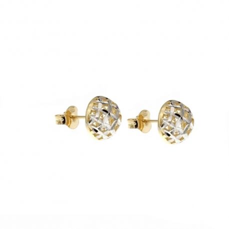 Boucles d'oreilles demi sphère ajourée finition martelée en Or 18 Kt 750/1000 pour femme