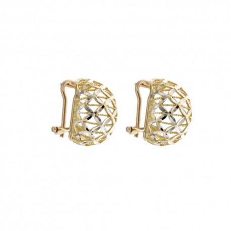 Ohrringe aus 18 Kt 750/1000 Gold, ovale Form, perforiert, gehämmert, für Damen