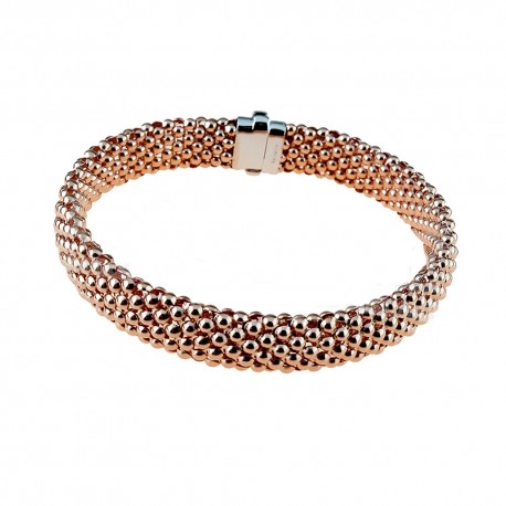 Rose gold 18Kt 750/1000 pop corn chain shiny woman bracelet