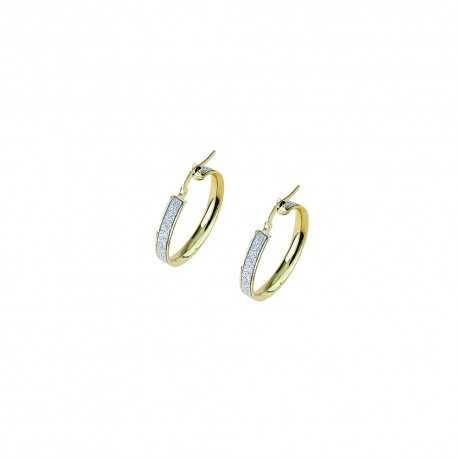 Kruhové náušnice z 18Kt 750/1000 bílého a žlutého zlata, leštěné a diamantově broušené pro ženy