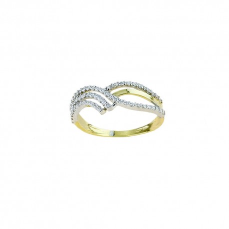 Δαχτυλίδι από κίτρινο χρυσό 18 καρατίων 750/1000 με λευκά ζιργκόν, γυαλισμένο φινίρισμα