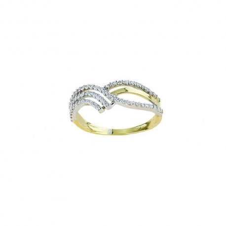 Yellow gold 18k 750/1000 with white cubic zirconia ring