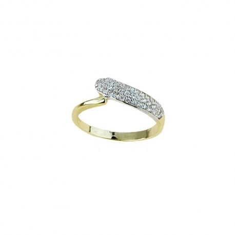 Bague en or jaune 18 Kt 750/1000 avec zircons blancs, finition polie