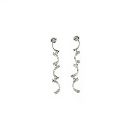 White gold 18k 750/1000 with white cubic zirconia woman dangling earrings