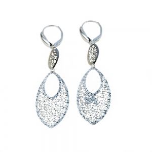 18k 白金穿孔吊坠耳环