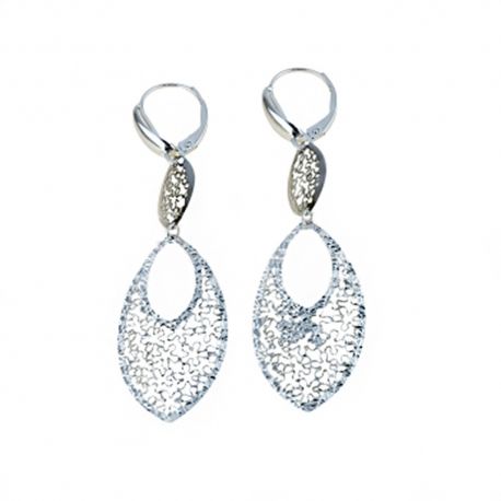 18k White Gold Pierced Pendant Earrings
