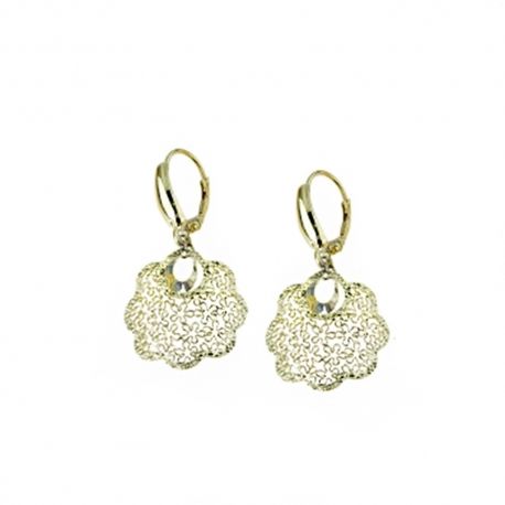 Boucles d'oreilles pendantes ajourées brillantes en Or jaune 18 Kt 750/1000 pour femme