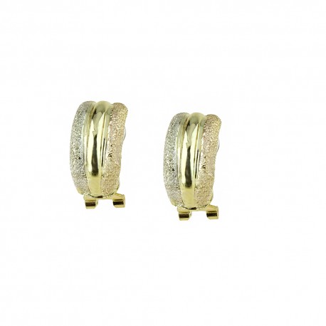 Γυναικεία σκουλαρίκια 18 Kt 750/1000 σε κίτρινο, λευκό και ροζ χρυσό με διαμάντι και γυαλισμένο φινίρισμα
