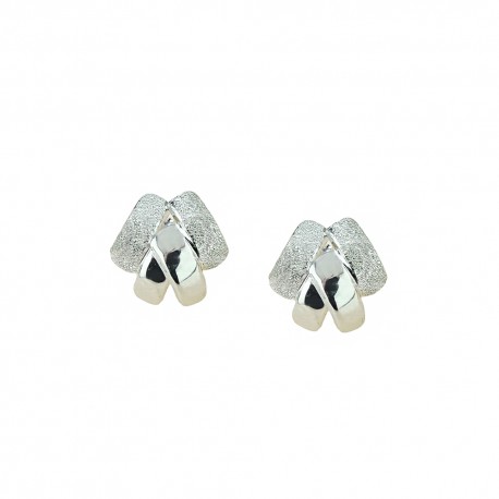 White gold 18k 750/1000 shiny and diamond cut woman earrings