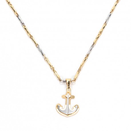 Necklace in 18 Kt 750/1000 yellow and white gold with anchor pendant