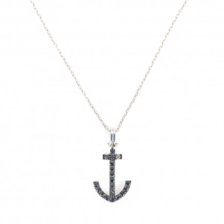 White gold 18 K 750/1000 with anchor pendant mens necklace