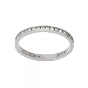 18K 750/1000 白金戒指，镶嵌白色锆石