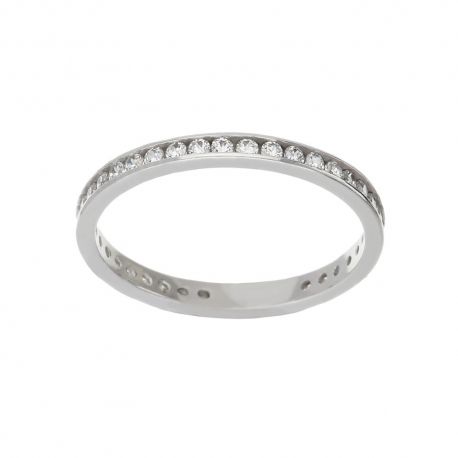 18&nbsp;Kt 750/1000 baltā zelta lente ar baltiem cirkoniem