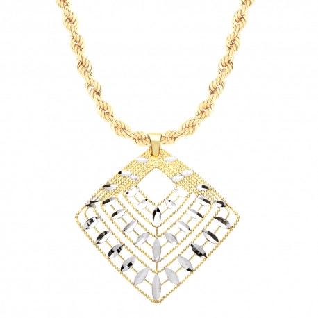 Collier en Or jaune 18 Kt 750/1000 avec pendentif losange diamant