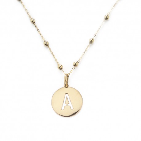 Yellow gold 18 K 750/100 alphabet necklace letter A