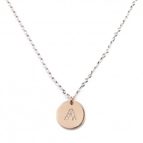 White and rose gold 18 K with diamonds alphabet necklace
