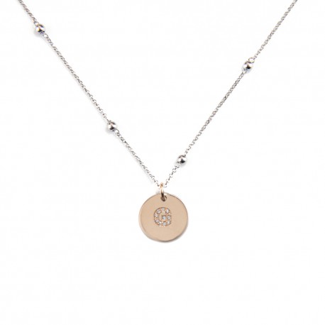 White and rose gold 18 K 750/1000 with diamonds alphabet necklace