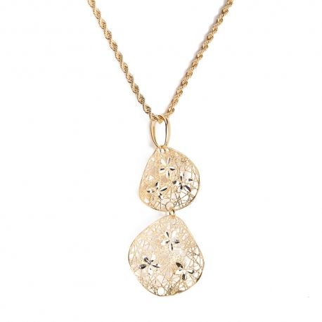 Yellow gold 18 K 750/1000 with embroidered pendant woman necklace