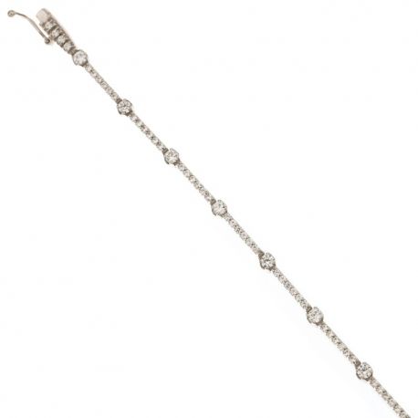 Tennisarmband aus 18-karätigem Weißgold mit weißen Zirkonen für Damen