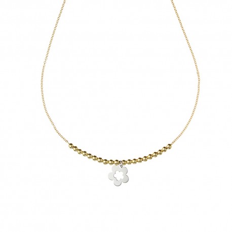 Yellow gold 18 K 750/1000 with dangling flower necklace