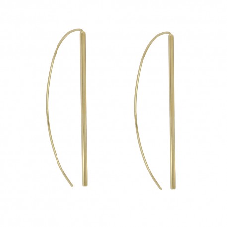 Boucles d'oreilles barre pendantes en or jaune 18 Kt pour femme