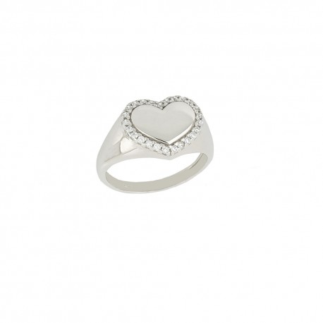 White gold 18k with white zirconia for pinkie woman ring